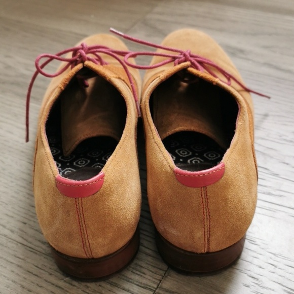 Mens Ted Baker tan leather suede oxfords with pink laces. Size 9.5 - Picture 4 of 9